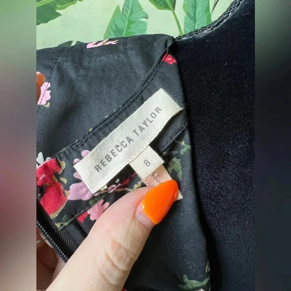 Rebecca Taylor Marguerite Floral Poplin Peplum Tank Top Black Size 8 - Picture 6 of 6